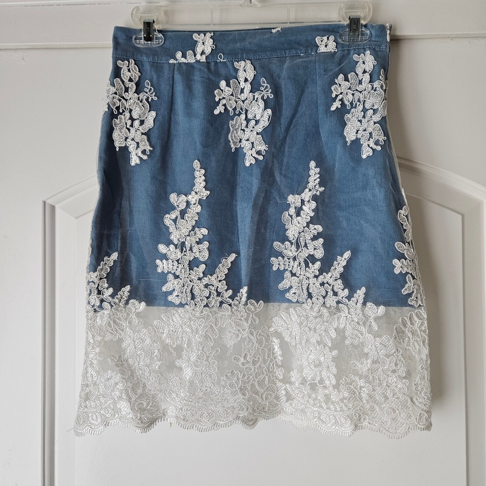Chicwish Skirt Womens Medium Lace White Floral Fairycore Whimsical Bridal Dainty
